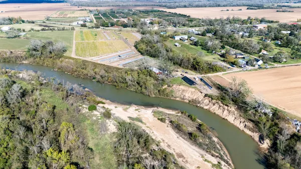 an aerial view of lake