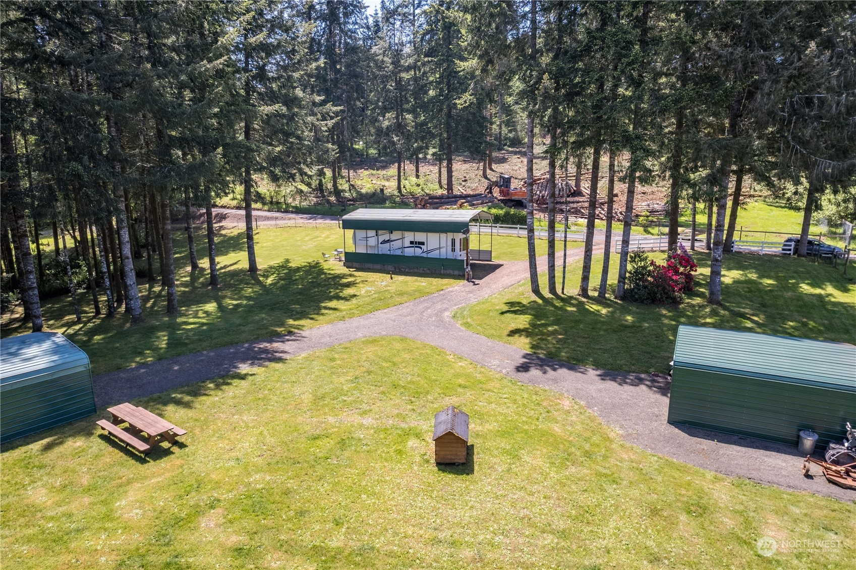 296 Cedar Hills Road Longview, WA 98632 - Photo 7 of 27 a view of a swimming pool with some potted plants and large trees