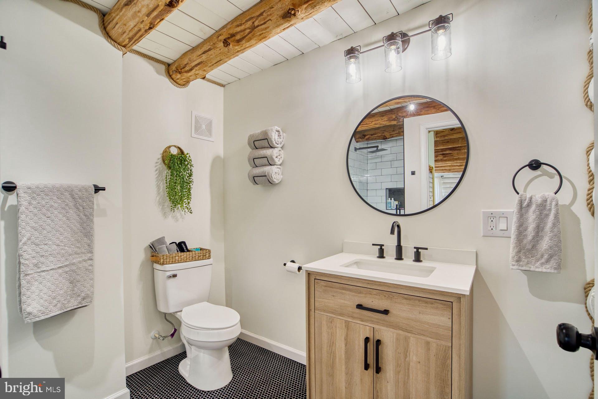 14422 Crawleys Dam Road Goldvein, VA 22720 - Photo 30 of 41 a bathroom with a toilet sink and mirror