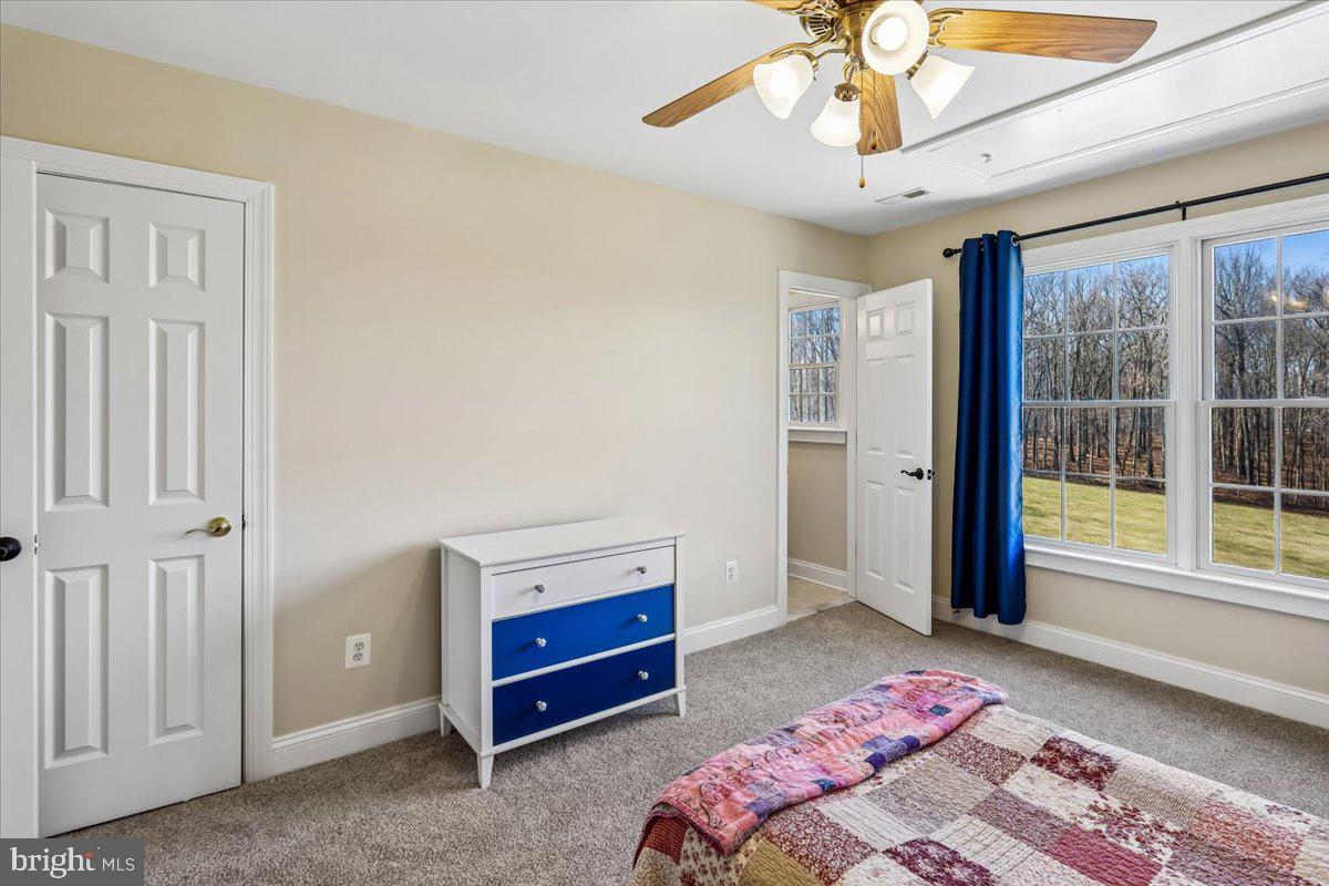 496 Leisters Church Road Westminster, MD 21157 - Photo 45 of 118 a bedroom with a bed and a chandelier fan
