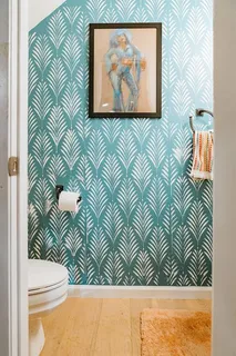 a wooden floor in a bathroom