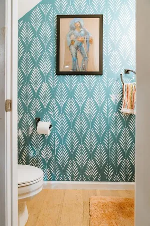 a wooden floor in a bathroom