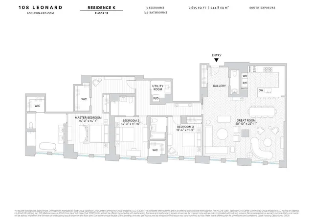 $5,795,000 | 108 Leonard Street, Unit 12K | TriBeCa