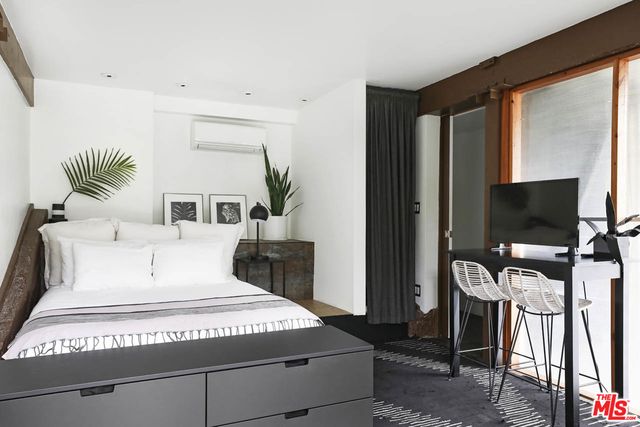 a room with a large window