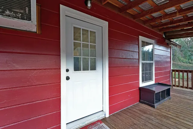 a view of a wooden bridge