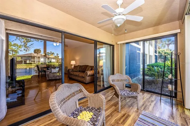 a view of a lake with a building in the background
