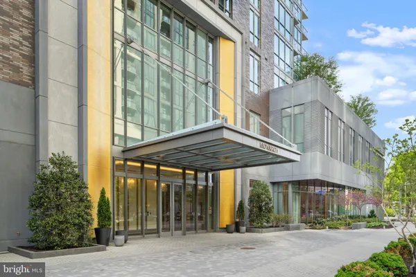a front view of a multi story building