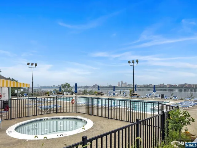 a view of a lake with a terrace