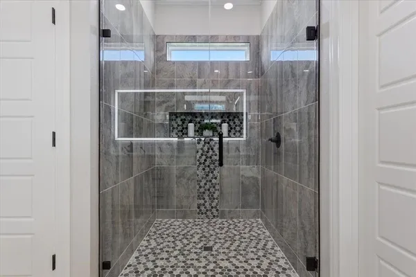 a bathroom with a shower