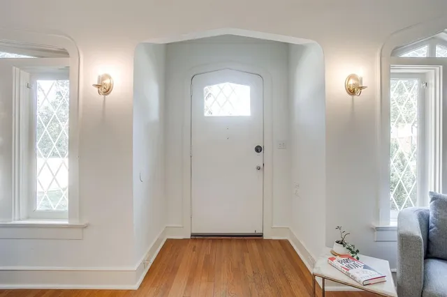 a view of a room that has a window