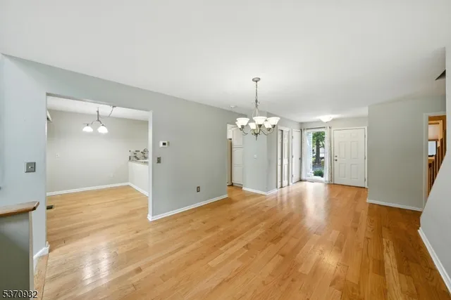 a view of a livingroom with a chandelier