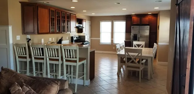 a workspace with furniture and window