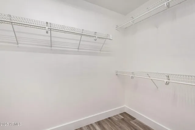 a view of a room with racks on the wall