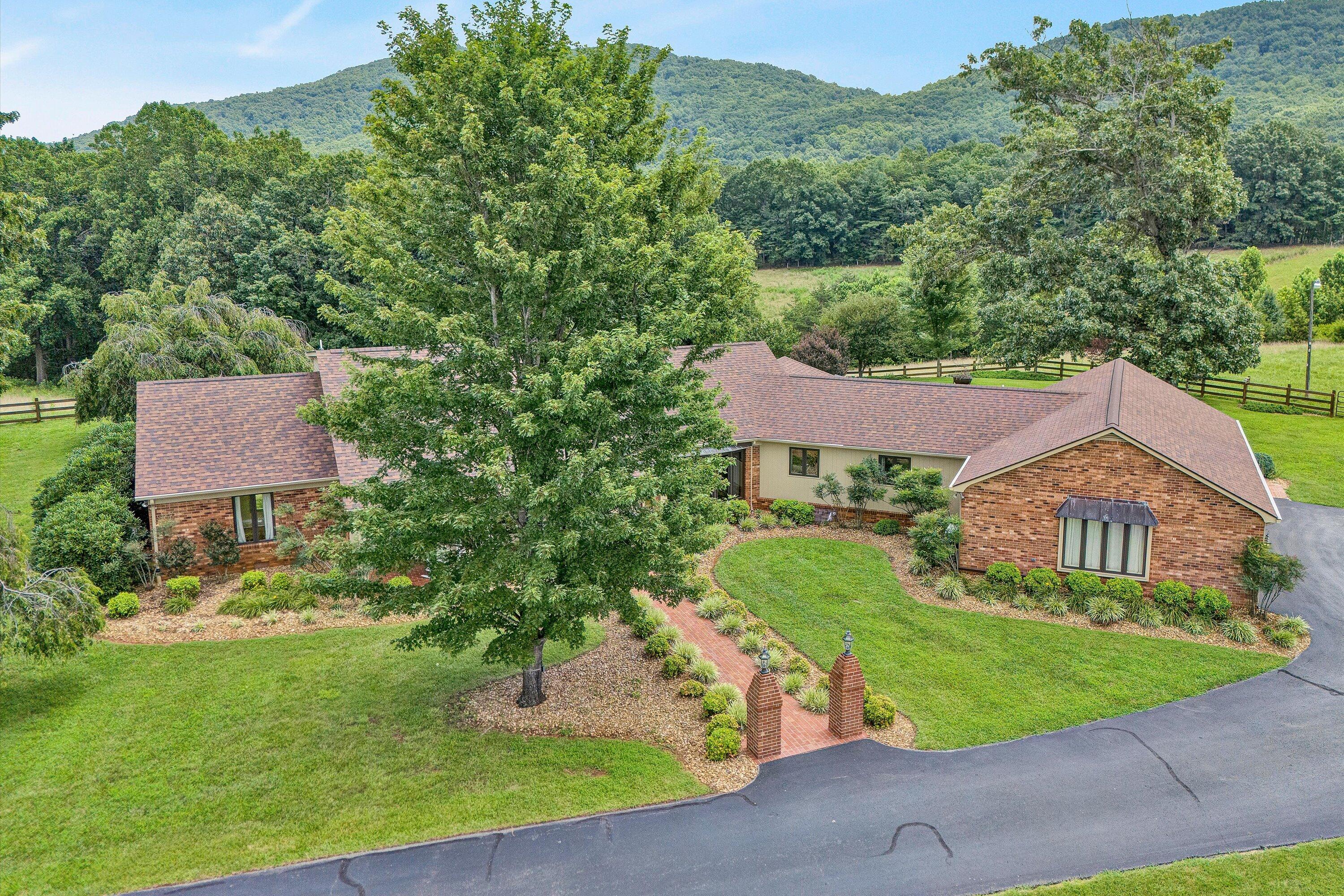 an aerial view of a house