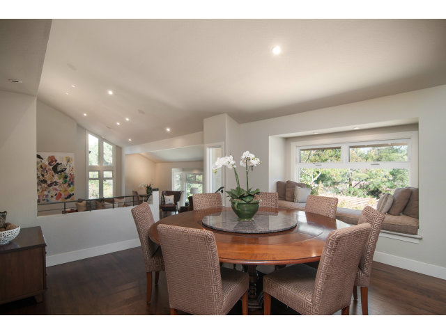361 Ridgeway Road Woodside, CA 94062 - Photo 5 of 21 a dining room with furniture a large window and wooden floor