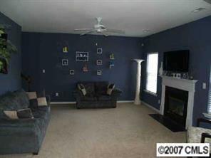 10516 Little Whiteoak Road Charlotte, NC 28215 - Photo 4 of 8 a living room with furniture a flat screen tv and a fireplace