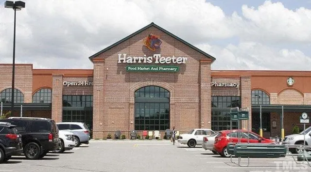 a front view of a building with street view