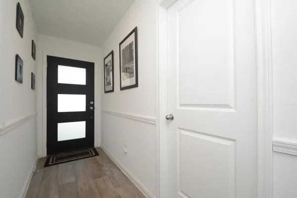 a view of an entryway with a window