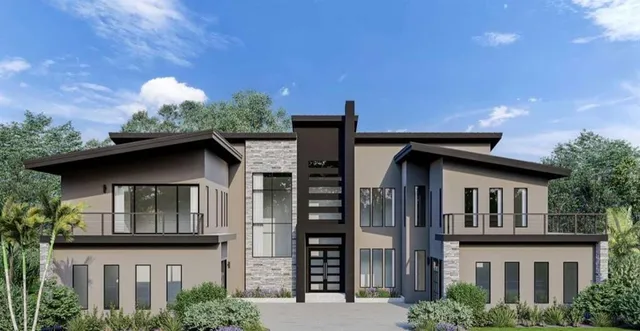 a house with trees in the background