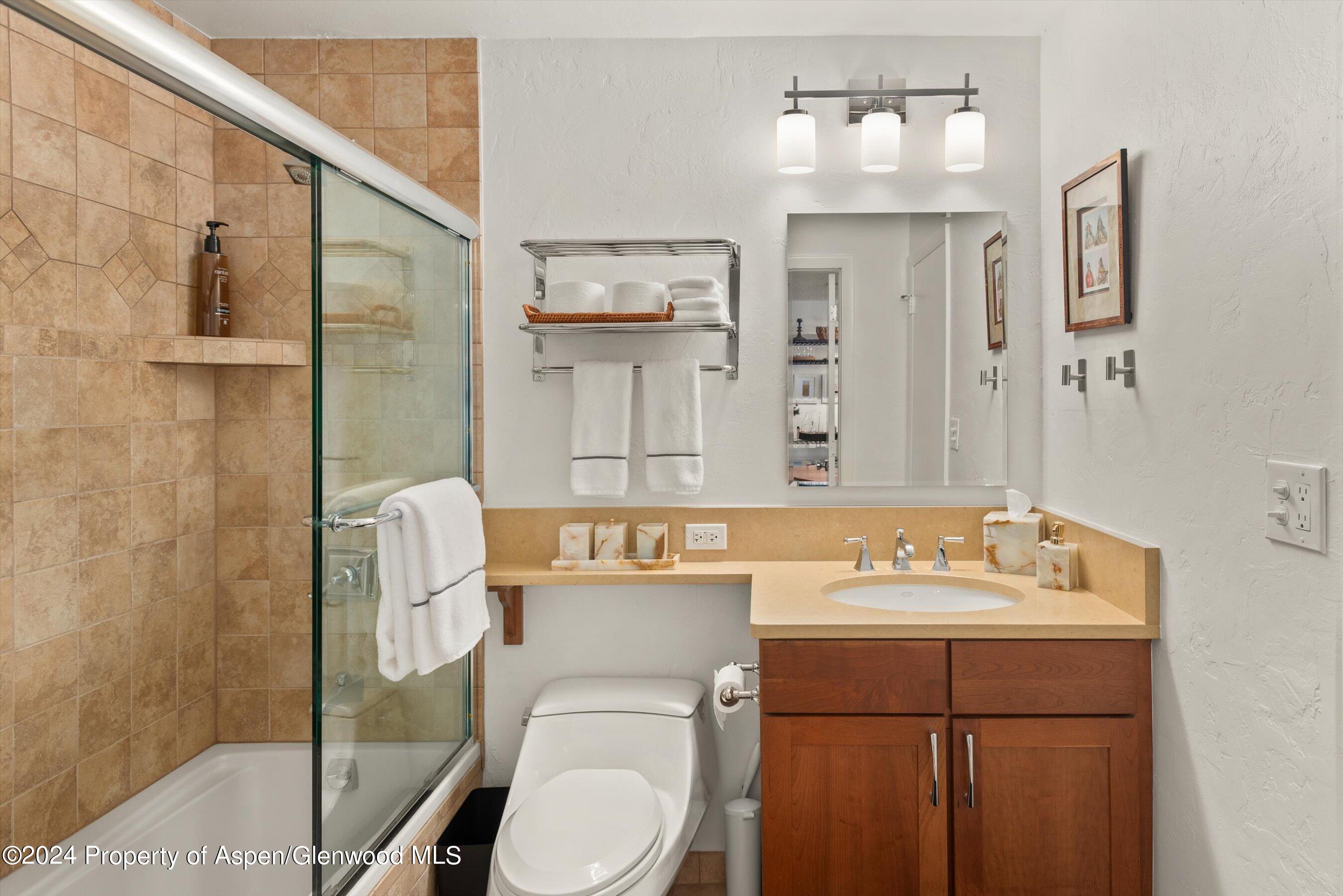205 East Durant Avenue, Unit 1C Aspen, CO 81611 - Photo 8 of 12 a bathroom with a sink toilet and shower