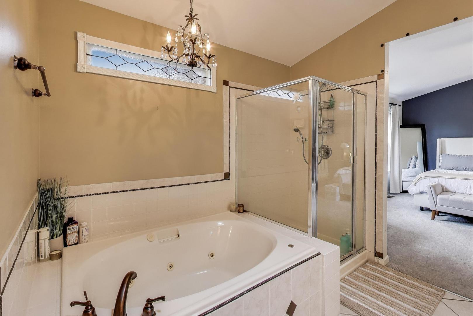 1010 Evergreen Street Mundelein, IL 60060 - Photo 18 of 28 a bathroom with a tub a sink and a mirror
