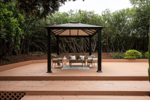 a view of outdoor space with seating space