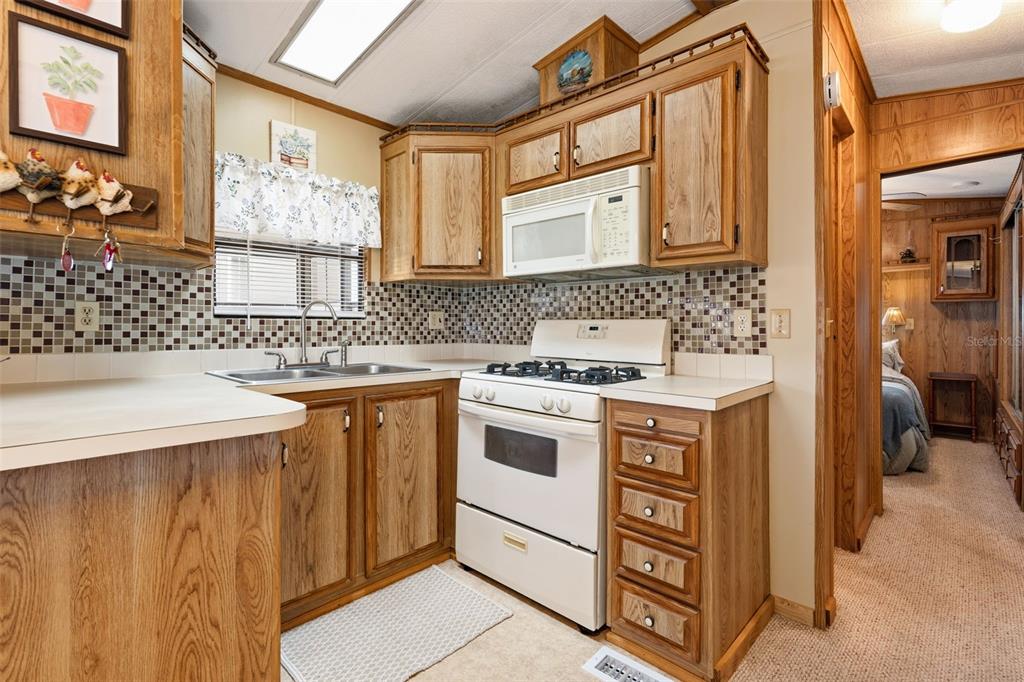 1703 North Manatee Loop Punta Gorda, FL 33950 - Photo 4 of 21 a kitchen with stainless steel appliances a stove a sink and a microwave