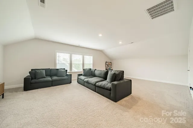 a large room with a couch