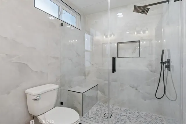 a view of a garden with an outdoor space