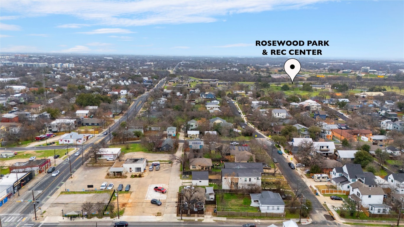 1191 Chicon Street Austin, TX 78702 - Photo 33 of 33 Aerial view of property and surrounding area with nearby suburban area