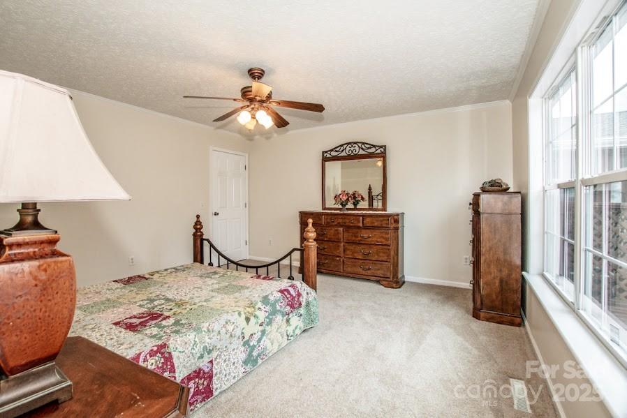 224 Stewart Rock Road Stony Point, NC 28678 - Photo 24 of 41 a bedroom with a bed and a chandelier