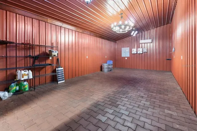 a view of a kitchen cabinets and a counter place