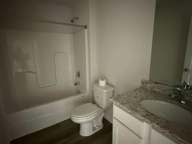 a bathroom with a bathtub