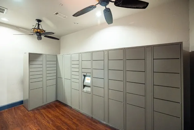 a storage room with washer and dryer
