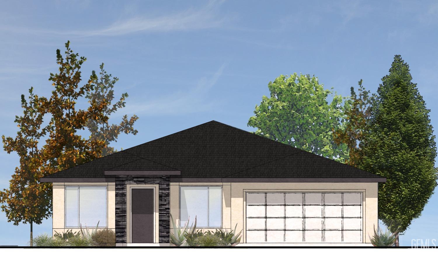 a black and white house with a outdoor space