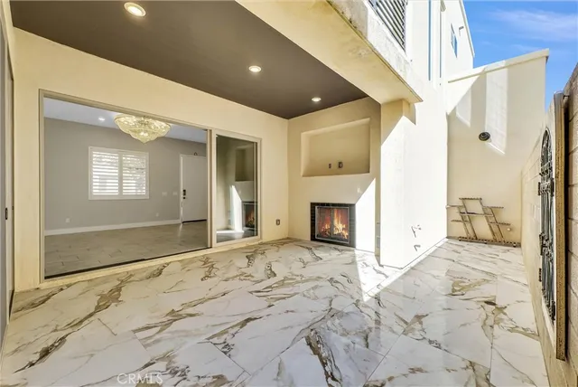 a view of a building with a garden