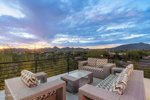 a view of a terrace with couches