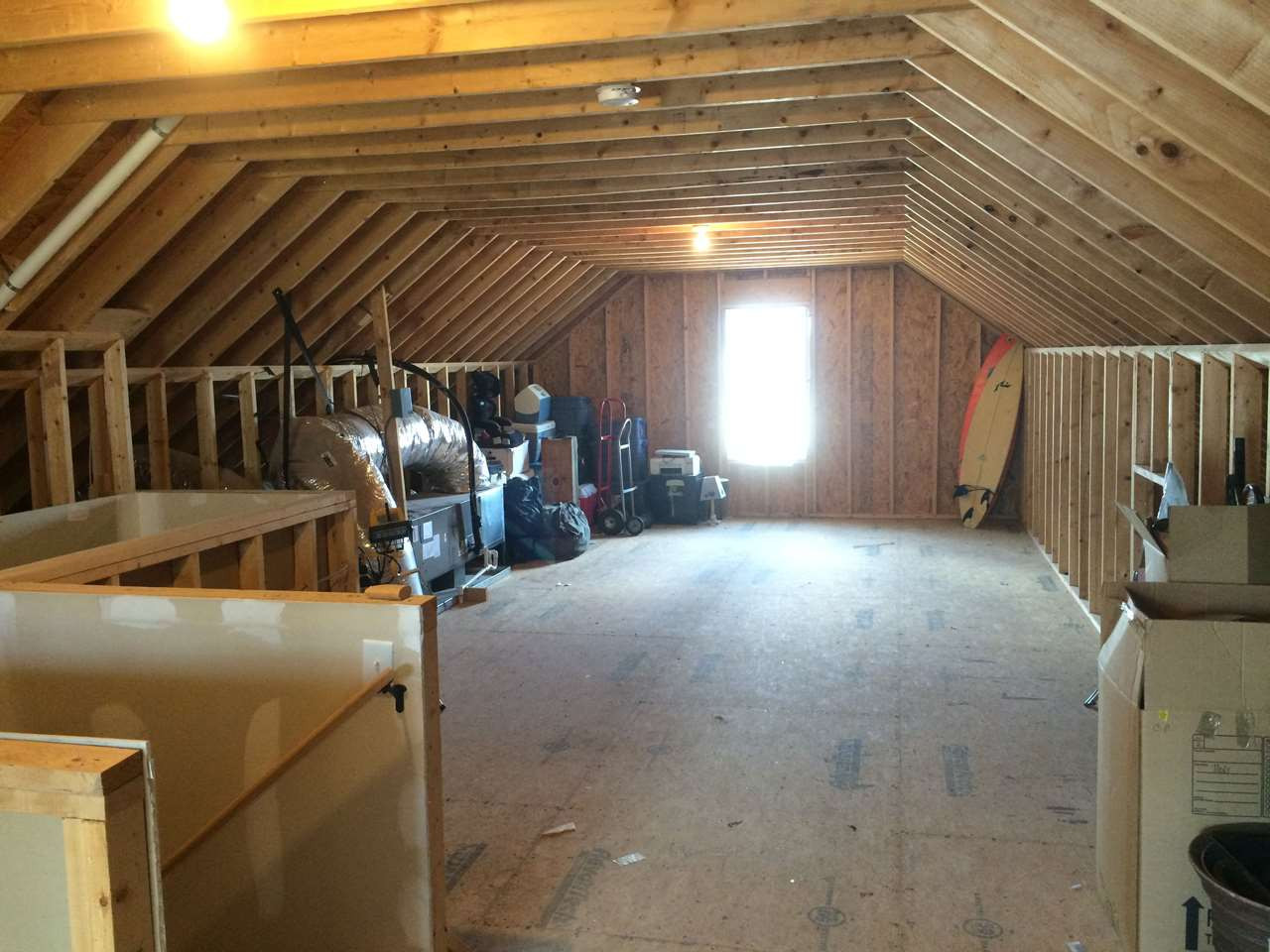 2 Hidden Ridge Court Durham, NC 27707 - Photo 22 of 25 Approximately 990 square feet of L-shaped attic storage has potential to be plumbed, heated / cooled to create additional living space for your gamers. Attic Storage