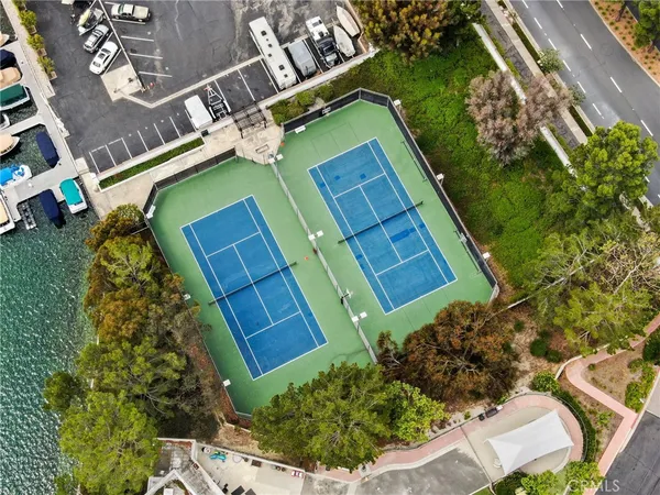 an aerial view of a house