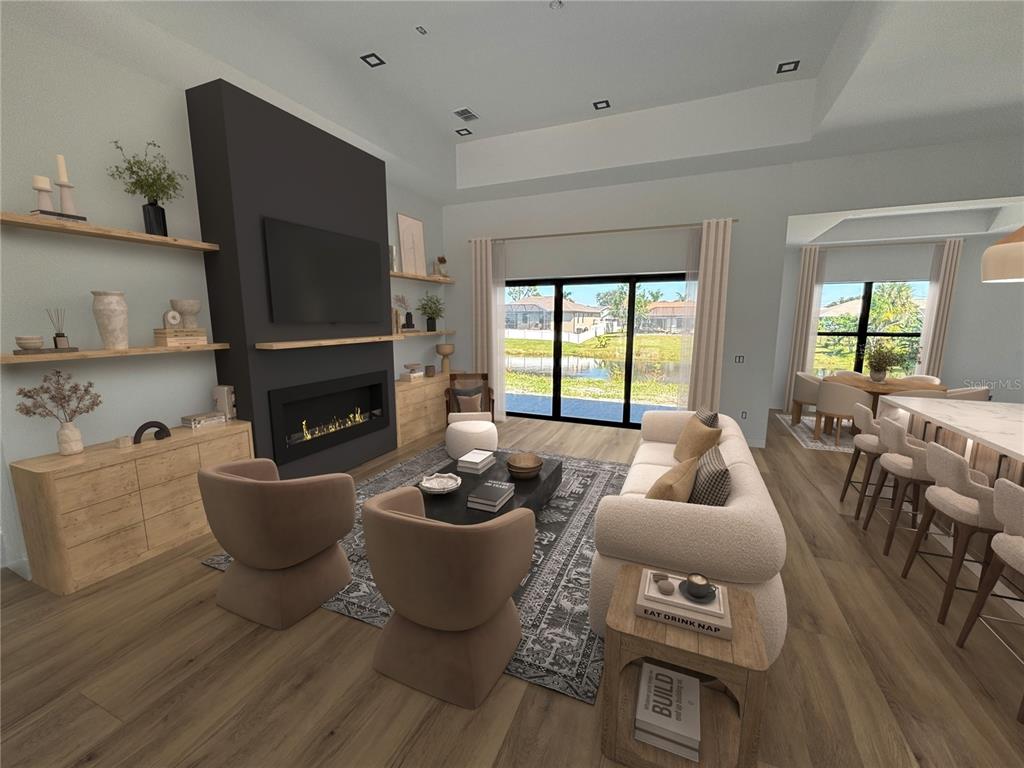 215 Bunker Road Rotonda West, FL 33947 - Photo 9 of 46 a living room with furniture and a fireplace