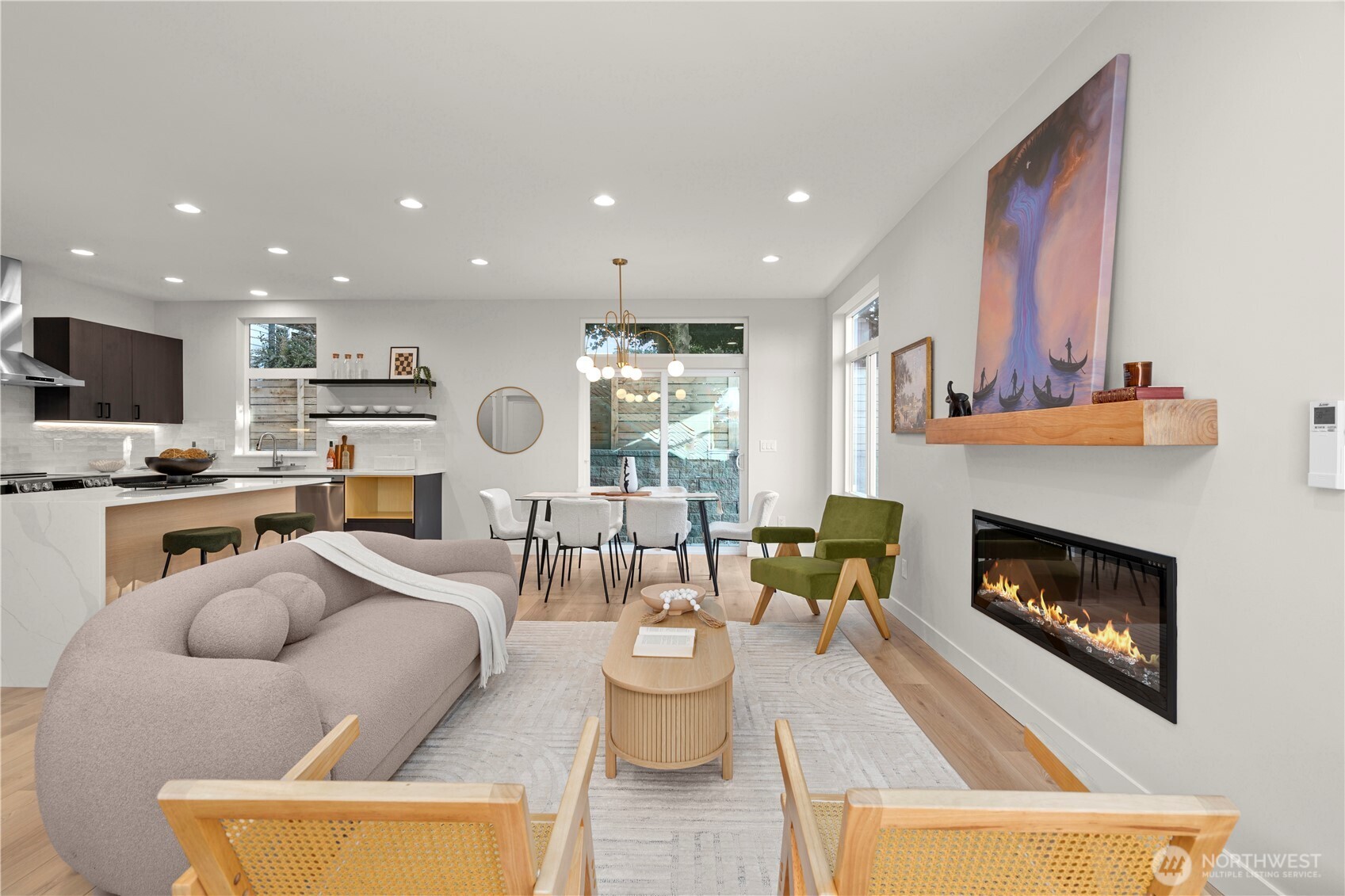 9230 22nd Avenue Southwest Seattle, WA 98106 - Photo 6 of 26 a living room with furniture and a fireplace