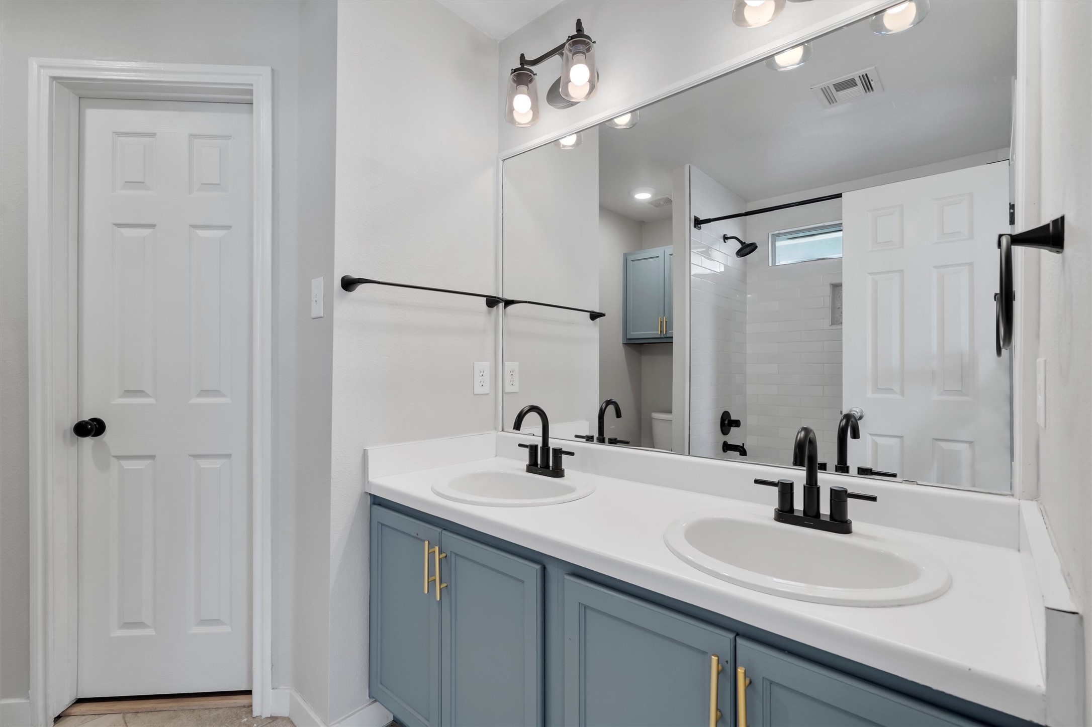 313 Drystone Trail Liberty Hill, TX 78642 - Photo 12 of 17 Bathroom featuring double vanity and a shower