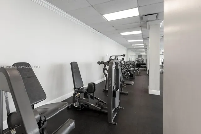 a view of a room with gym equipment