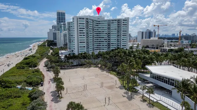 a city view with tall buildings