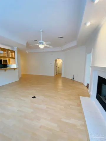 a view of a livingroom with a fireplace