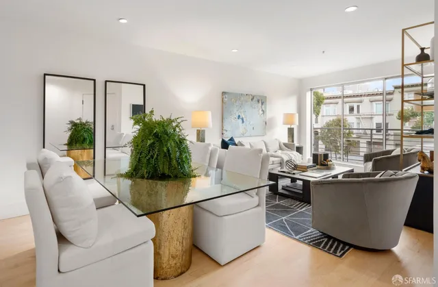 a living room with a couch and a table