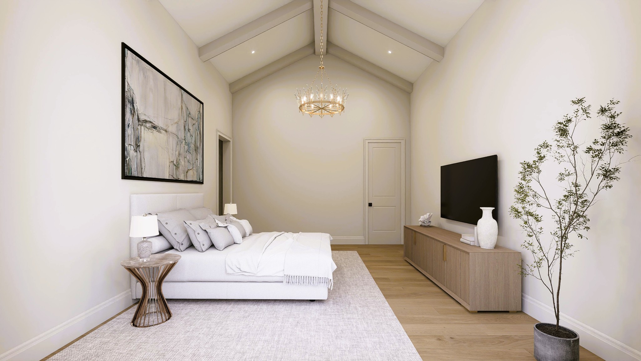 7020 Kinderhook Road Nashville, TN 37221 - Photo 14 of 37 a spacious bedroom with a bed and a flat screen tv