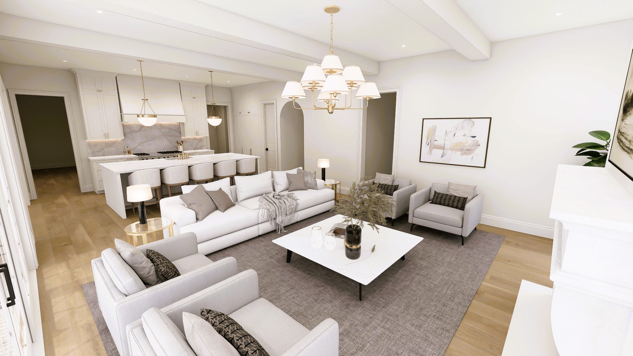 7020 Kinderhook Road Nashville, TN 37221 - Photo 9 of 37 a living room with furniture a rug and a chandelier