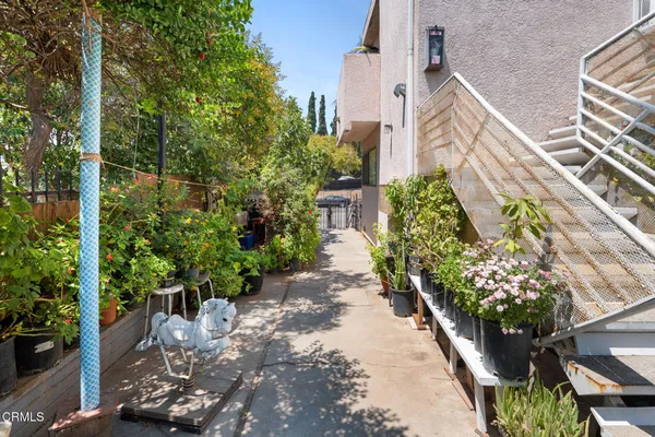 a house with a flower garden