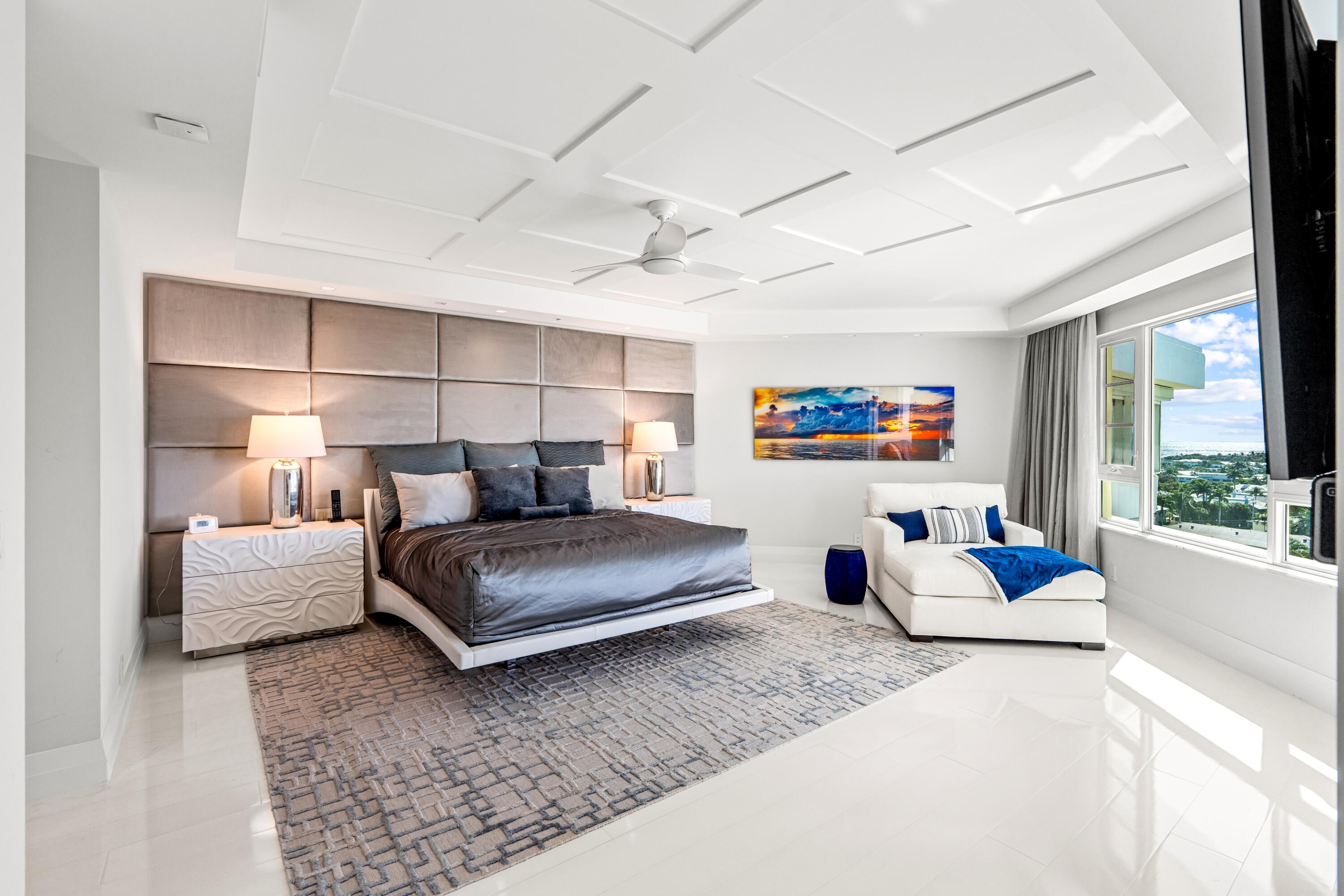 50 E Road, Unit 12G (PENTHOUSE) Delray Beach, FL 33483 - Photo 39 of 75 a bedroom with furniture and a large window